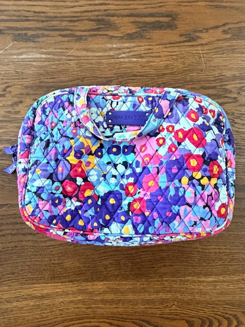 Vera Bradley Multicolor Floral Quilted Cosmetic Bag in Purple Mix